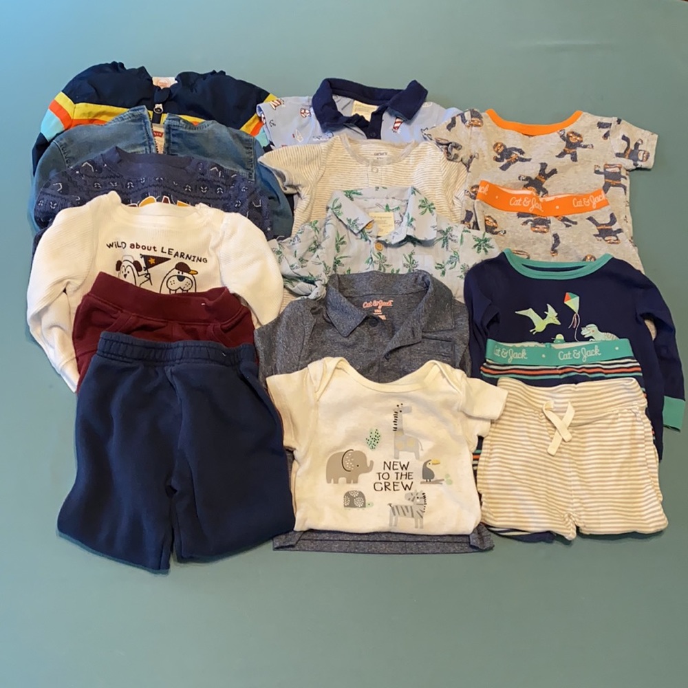 Assorted 16 piece 12-month baby boy clothes!